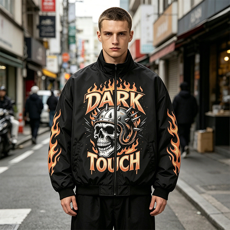 DTG Print Vintage Skull Racing Jacket