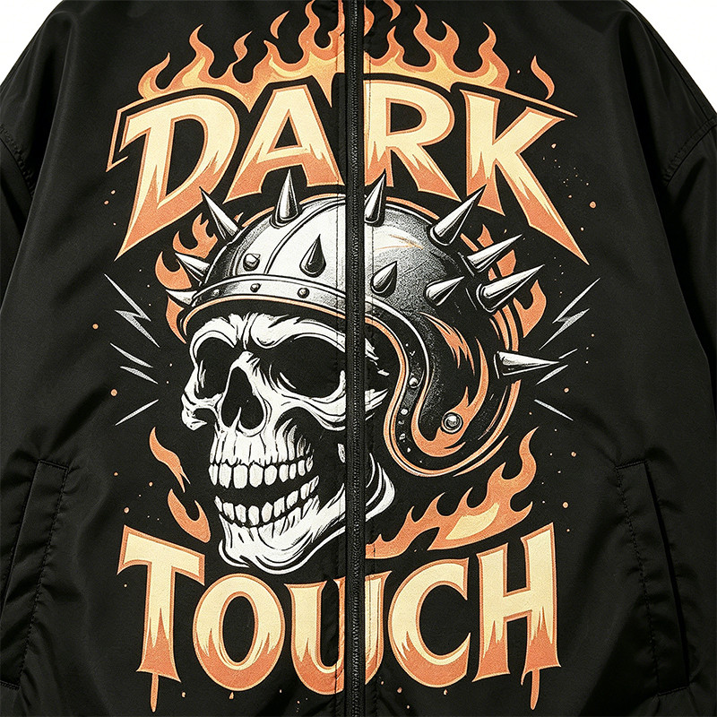 DTG Print Vintage Skull Racing Jacket