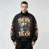 DTG Print Vintage Skull Racing Jacket | Retro Flame Biker | Custom Streetwear Manufacturer