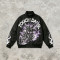 DTG Print Applique Vintage Racing Jacket | Gothic Graphic Skull Flame Jacket | Streetwear Manufacturer