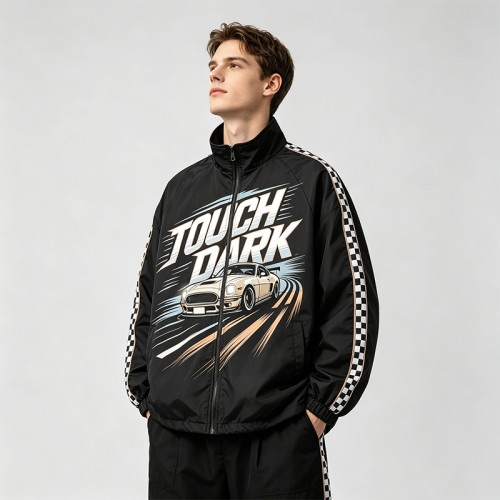Patchwork DTG Screen Print Racing Jacket | Y2K Vintage Windbreaker | Streetwear Manufacturer