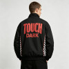 Patchwork Screen Print Vintage Racing Jacket | Touch Dark Black Checkerboard Sleeve | OEM Streetwear