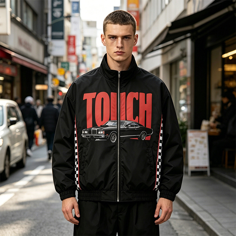 Patchwork Screen Print Vintage Racing Jacket