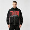 Patchwork Screen Print Vintage Racing Jacket | Touch Dark Black Checkerboard Sleeve | OEM Streetwear