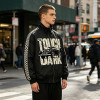 Checkerboard Stripe Patchwork Screen Print Jacket | Vintage Racing Jacket  | Custom Streetwear Manufacturer