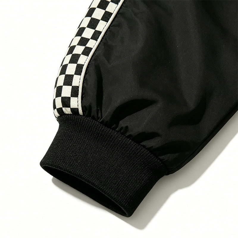 Checkerboard Stripe Patchwork Screen Print Jacket