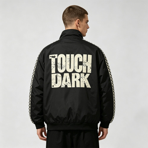 Checkerboard Stripe Patchwork Screen Print Jacket | Vintage Racing Jacket | Custom Streetwear Manufacturer