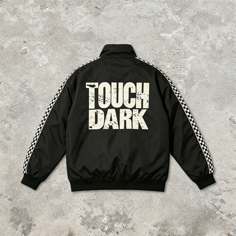 Checkerboard Stripe Patchwork Screen Print Jacket