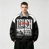 DTG and Screen Print Patchwork Vintage Racing Jacket | Checkerboard Race Car Graphic Jacket | OEM Streetwear