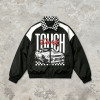DTG and Screen Print Patchwork Vintage Racing Jacket | Checkerboard Race Car Graphic Jacket | OEM Streetwear