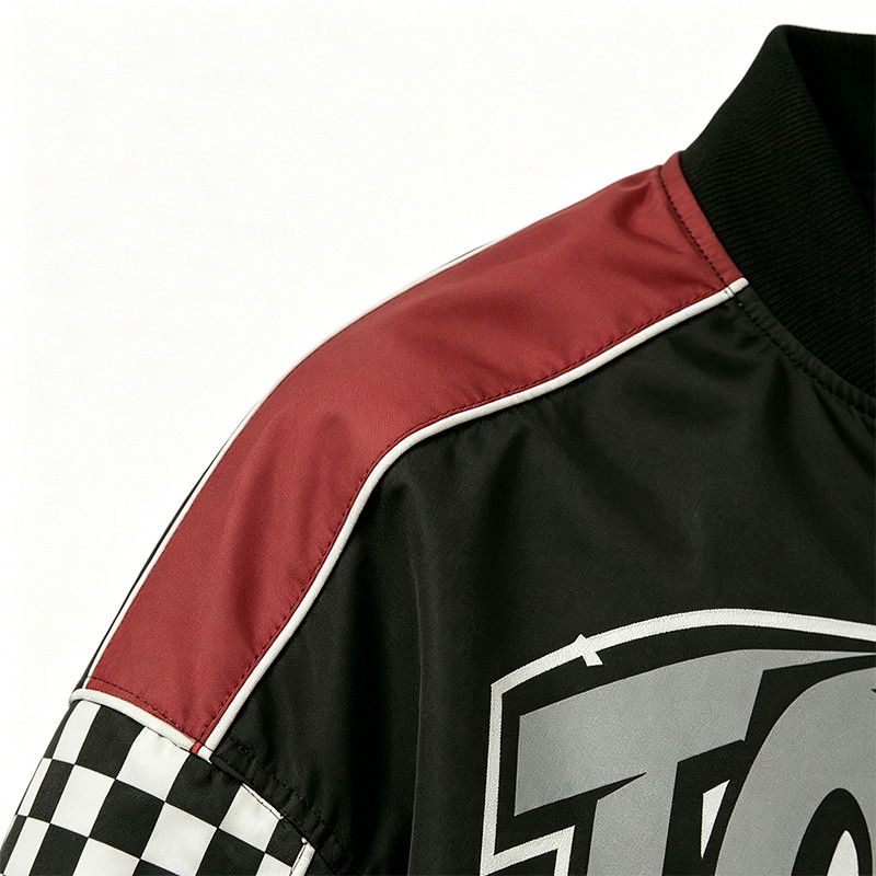 DTG Print Patchwork Screen Print Biker Jacket