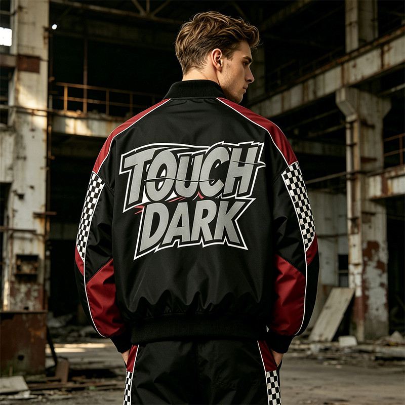DTG Print Patchwork Screen Print Biker Jacket