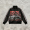 Screen and DTG Print Patchwork Snake Car Racing Jacket | Checkerboard Sleeve Vintage Jacket | OEM Streetwear