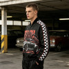 Screen and DTG Print Patchwork Snake Car Racing Jacket | Checkerboard Sleeve Vintage Jacket | OEM Streetwear