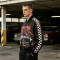 Screen and DTG Print Patchwork Snake Car Racing Jacket | Checkerboard Sleeve Vintage Jacket | OEM Streetwear