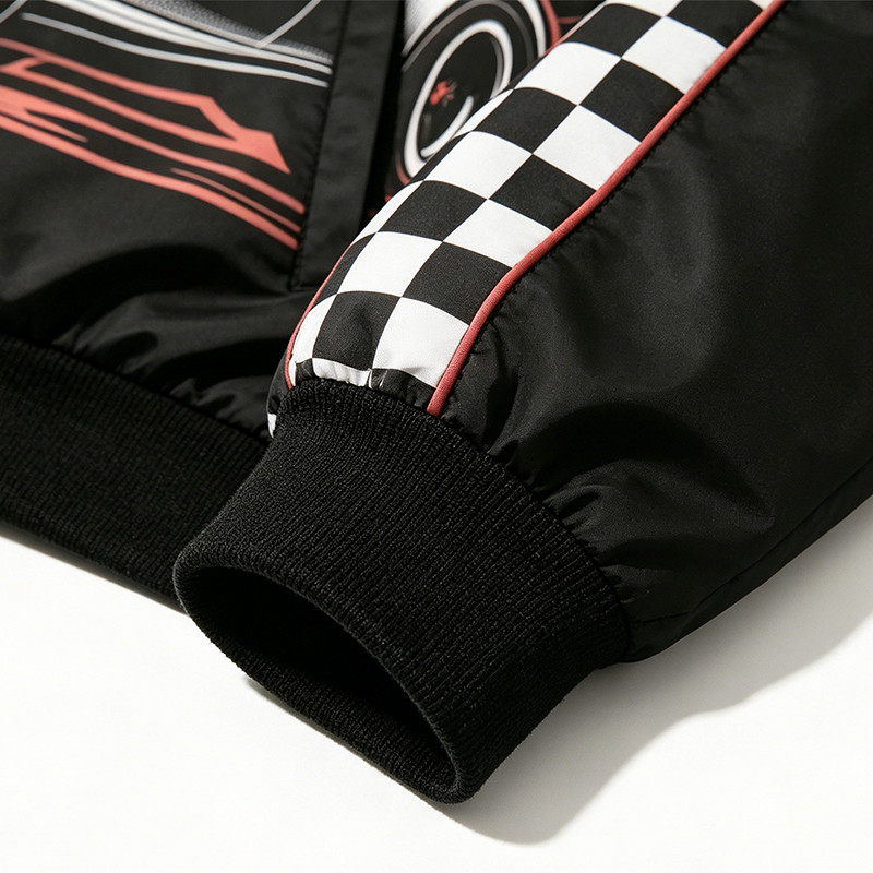 Screen and DTG Print Patchwork Snake Car Racing Jacket