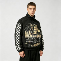 Applique Screen and DTG Print Patchwork Racing Jacket | Vintage Streetwear Windbreaker | OEM Streetwear