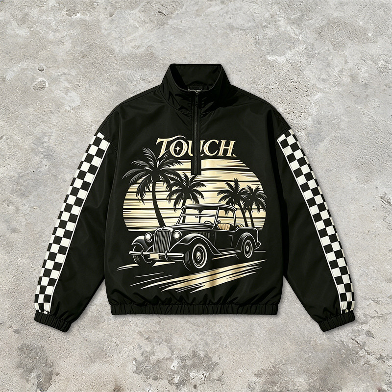 Screen and DTG Print Patchwork Snake Car Racing Jacket