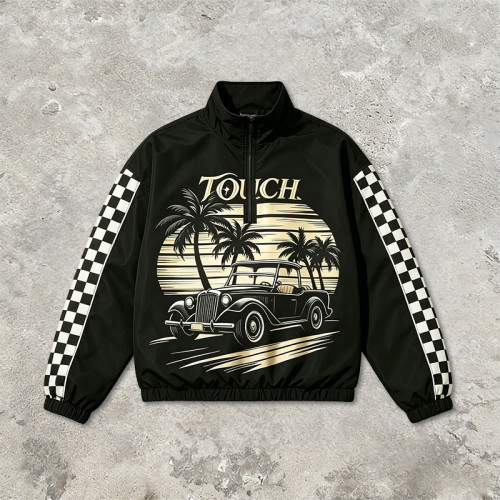 Applique Screen and DTG Print Patchwork Racing Jacket | Vintage Streetwear Windbreaker | OEM Streetwear