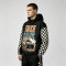 Screen and DTG Print Patchwork Jacket | Vintage Racing Car Hooded Windbreaker | Checkerboard sleeve | Custom Streetwear Manufacturer