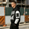 Screen Print Color Block Patchwork Jacket | Vintage Racing Hooded Jacket | Crack Print Street Windbreaker | OEM Streetwear