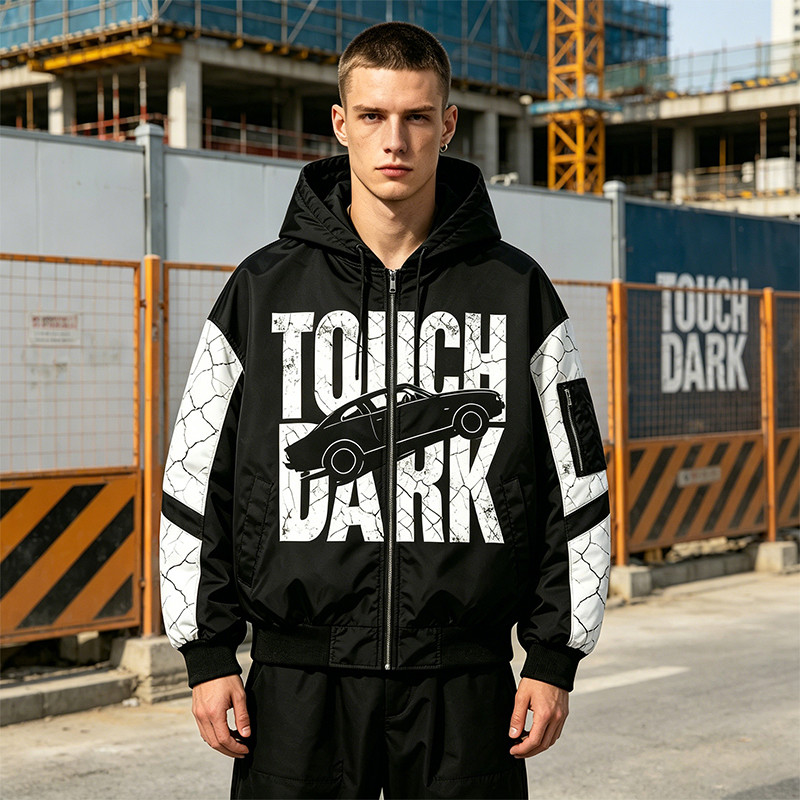 Screen Print Color Block Patchwork Jacket