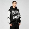 Screen Print Color Block Patchwork Jacket | Vintage Racing Hooded Jacket | Crack Print Street Windbreaker | OEM Streetwear