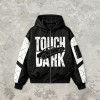 Screen Print Color Block Patchwork Jacket | Vintage Racing Hooded Jacket | Crack Print Street Windbreaker | OEM Streetwear