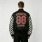 Patchwork Screen Print Applique with Rivet Jacket | Vintage Racing Jacket | Checkered Sleeve | Clothing Manufacturer