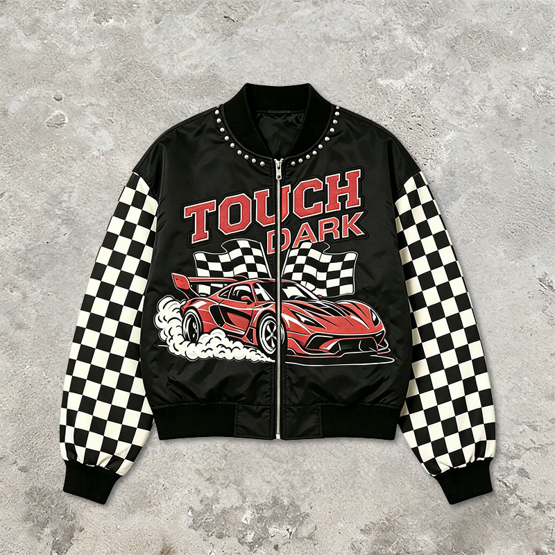 Patchwork Screen Print Applique with Rivet Jacket