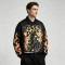 DTG Print and Applique Vintage Racing Jacket | Oversized Flame Graphic Jacket | Custom Streetwear