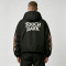 Applique DTG Print Vintage Racing Hooded Jacket | Flame Skeleton Moto Graphic | Custom Streetwear