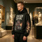 Applique DTG Print Vintage Racing Hooded Jacket | Flame Skeleton Moto Graphic | Custom Streetwear