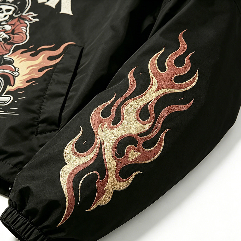 Applique DTG Print Vintage Racing Hooded Jacket