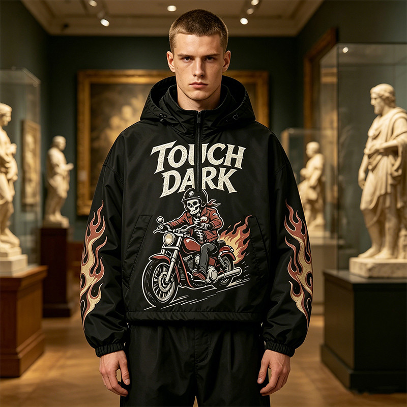 Applique DTG Print Vintage Racing Hooded Jacket