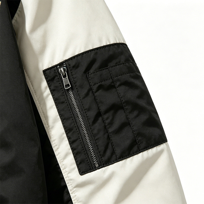 DTG Print Color Block Patchwork Applique Jacket