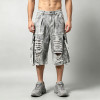 Vintage Washed Spray Dye Applique Cropped Pants | Distressed Ripped Cargo Street Trousers | OEM Streetwear