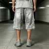 Vintage Washed Spray Dye Applique Cropped Pants | Distressed Ripped Cargo Street Trousers | OEM Streetwear
