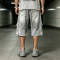 Vintage Washed Spray Dye Applique Cropped Pants | Distressed Ripped Cargo Street Trousers | OEM Streetwear
