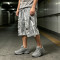 Vintage Washed Spray Dye Applique Cropped Pants | Distressed Ripped Cargo Street Trousers | OEM Streetwear