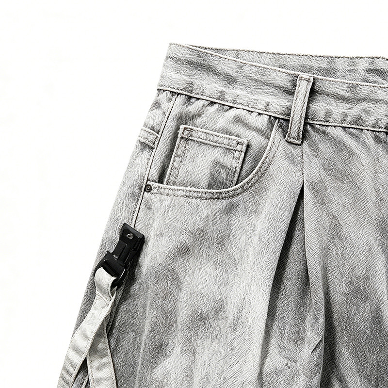 Vintage Washed Spray Dye Applique Cropped Pants
