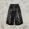 Applique Washed Spray Dye Heat Transfer Print Ripped Pants | Vintage Cargo Wide Leg Denim Cropped shorts | Custom Streetwear
