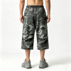 Washed Spray Dye Screen and DTG Print Pants | Distress Ripped | Vintage Camo Cropped Cargo Pants | OEM Streetwear