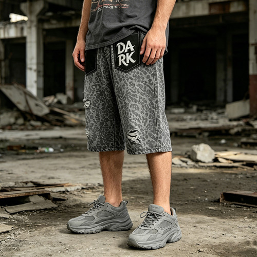 Distressed Ripped Embroidery Cropped Pants | Leopard Vintage Cropped Denim Pants | Custom Streetwear