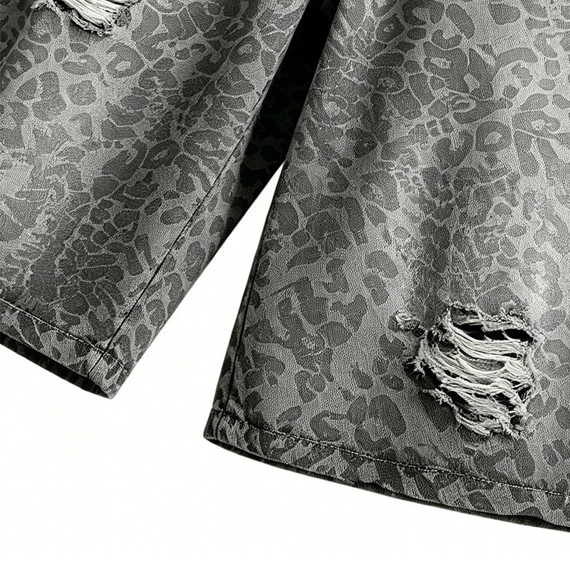 Distressed Ripped Embroidery Cropped Pants
