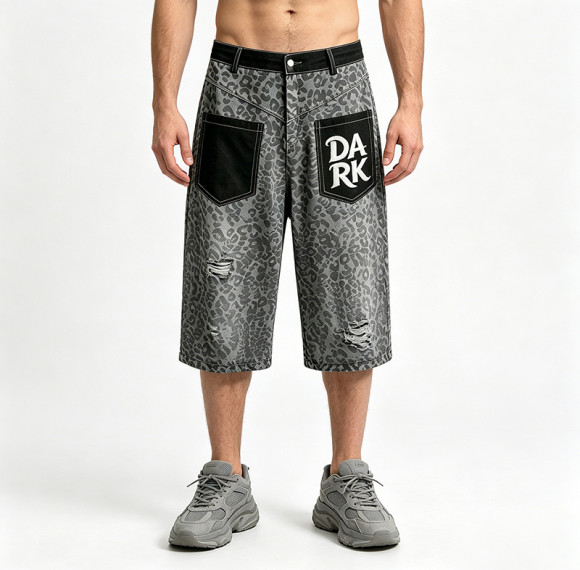 Distressed Ripped Embroidery Cropped Pants | Leopard Vintage Cropped Denim Pants | Custom Streetwear