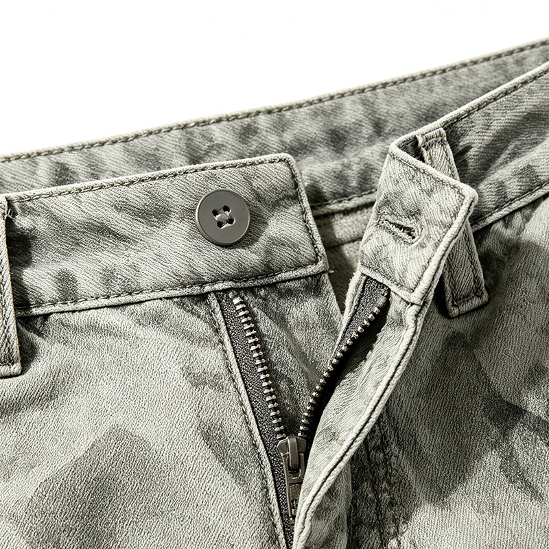 Applique Washed Heat Transfer Print Cropped Jeans