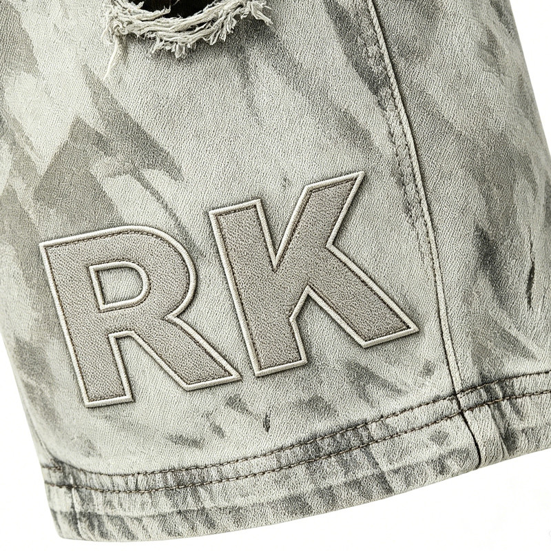 Applique Washed Heat Transfer Print Cropped Jeans