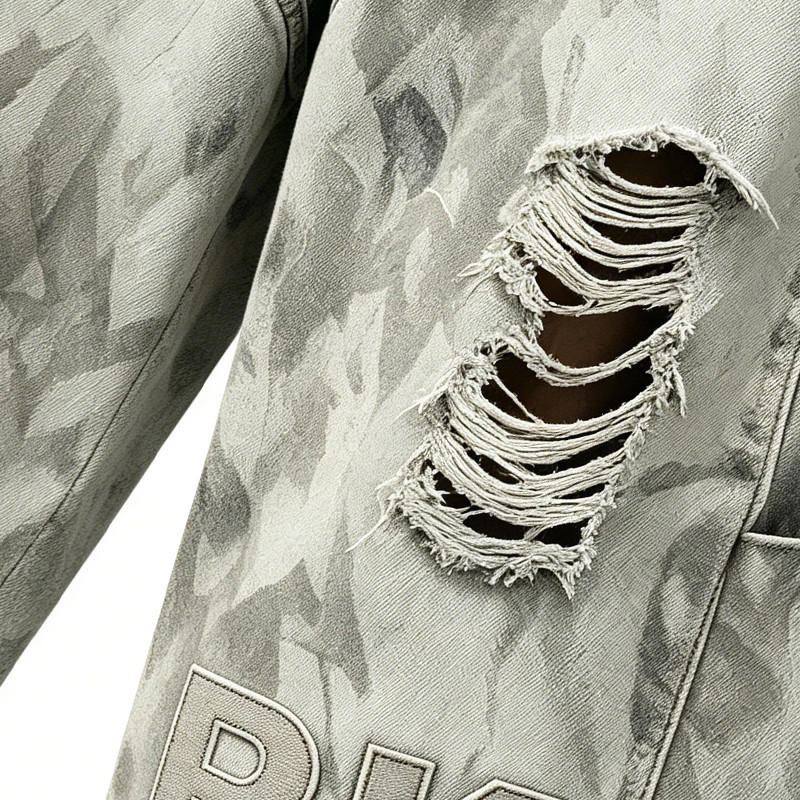 Applique Washed Heat Transfer Print Cropped Jeans
