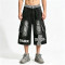 Vintage Washed Leopard Cross Embroidery Patchwork Pants | Distressed Ripped Cropped Jeans | OEM Streetwear